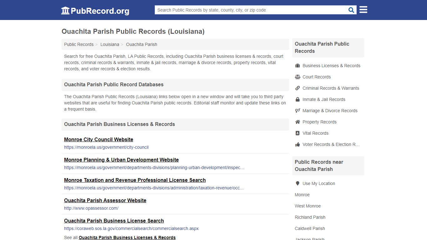 Free Ouachita Parish Public Records (Louisiana Public Records)